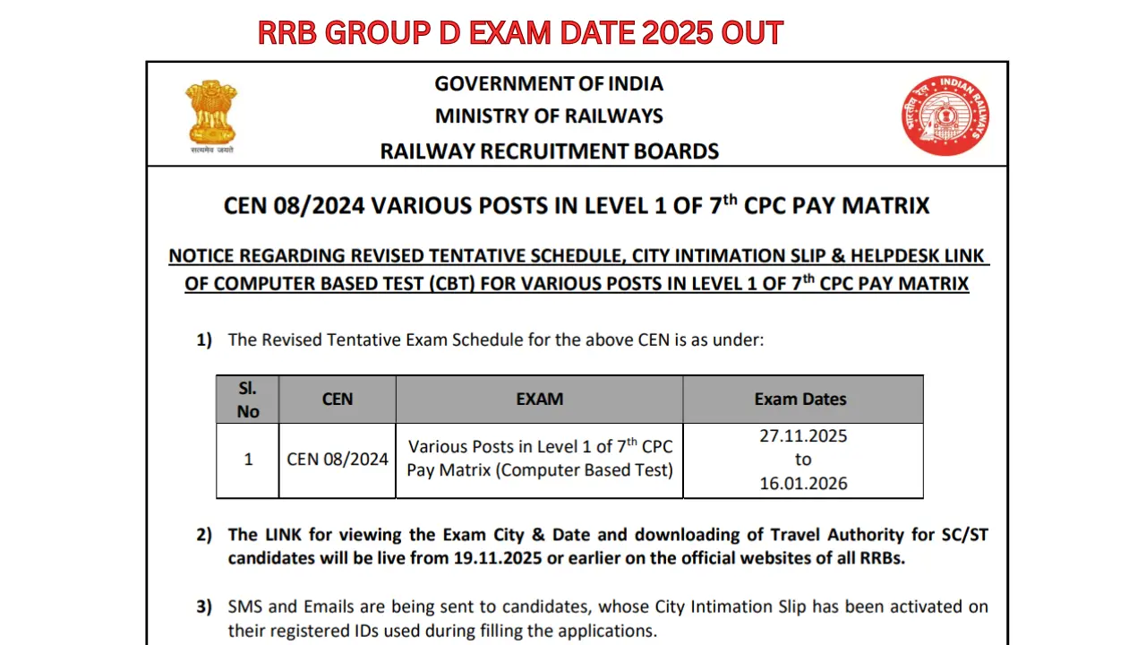 RRB Group D Exam 2025: परीक्षा से एक दिन पहले जानें सभी नियम, पैटर्न और एडमिट कार्ड से जुड़ी जरूरी बातें